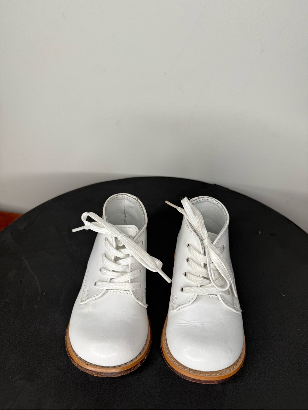 Josmo White Kids Lace-Up Dress Boots with Tan Sole